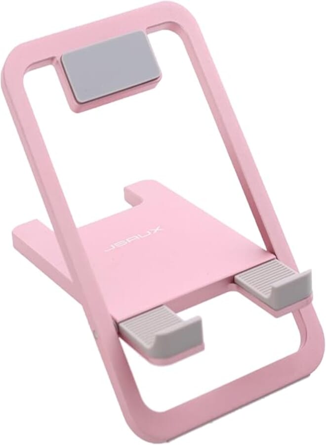 JSAUX SG0103 Universal Tablet Stand, Portable Foldable Holder for Desk, Compatible with iPad Mini/Air, Samsung Galaxy Tab, Kindle Fire, Steam Deck, Switch, ROG Ally, iPhone – Pink